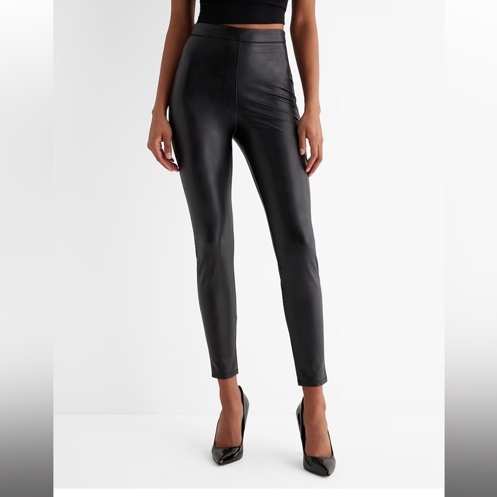 NWT Express Black Faux Leather Leggings size xs